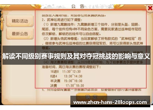 解读不同级别赛事规则及其对夺冠挑战的影响与意义